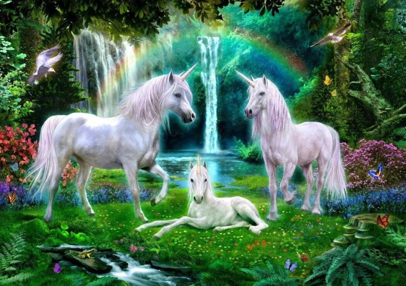 Rainbow Unicorn Family 68x48 cm 2D 1000pcs