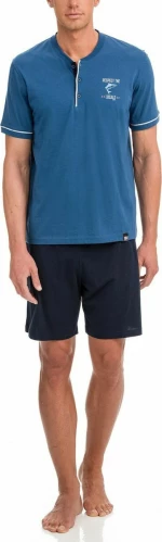 Ανδρική Πυτζάμα Plus Sizes Καλοκαιρινή Βαμβακερή Vamp 12696 Μπλε Vamp