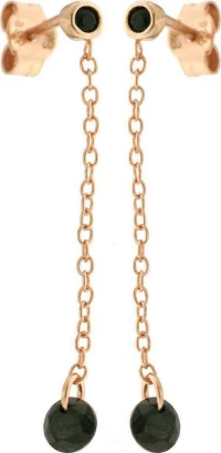Γυναικεία Σκουλαρίκια ladyQ από ασήμι 925 σε ροζ Gold χρώμα με Μαύρο Ζιργκόν 432589