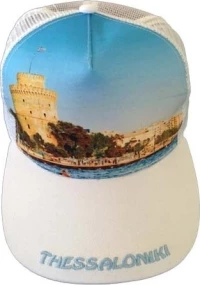 Atlantis Mesh Souvenir Καπέλο Thessaloniki Θεσσαλονίκη Πεντάφυλλο τζόκεϊ 100% Πολυέστερ WHITE