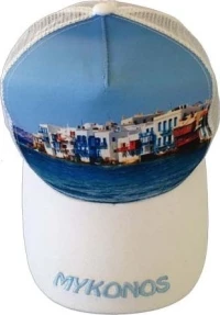 Atlantis Mesh Souvenir Καπέλο Mykonos Μύκονος Πεντάφυλλο τζόκεϊ 100% Πολυέστερ WHITE