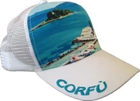 Atlantis Mesh Souvenir Καπέλο Corfu Κέρκυρα Πεντάφυλλο τζόκεϊ 100% Πολυέστερ WHITE