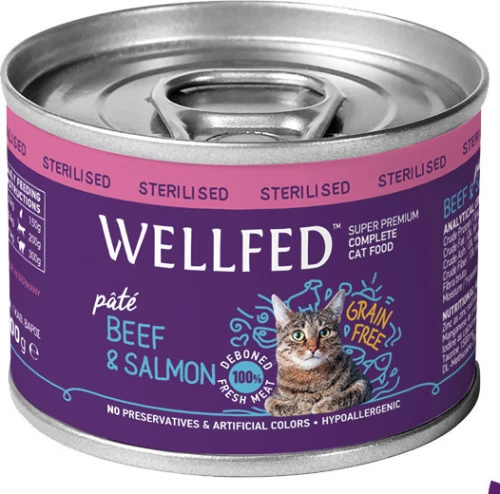 Wellfed Sterilised Σολομός / Βοδινό Πατέ 200gr