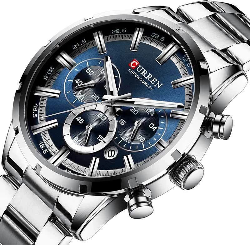 CURREN 8355 Silver/Blue Chronograph