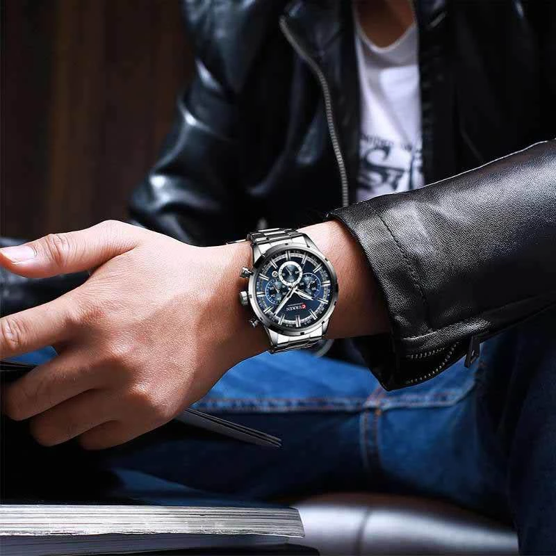 CURREN 8355 Silver/Blue Chronograph