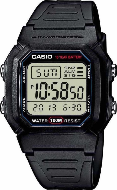 Casio Standard W-800H-1Ave Black Rubber Strap