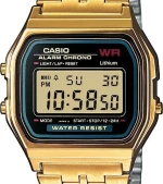 Casio Ψηφιακό Ρολόι με Μεταλλικό Μπρασελέ σε Χρυσό χρώμα