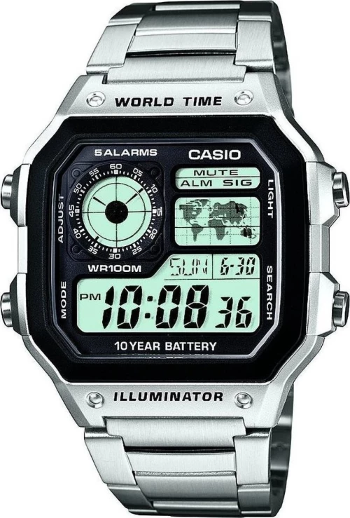 Casio Ψηφιακό Ρολόι Χρονογράφος με Μεταλλικό Μπρασελέ σε Ασημί χρώμα