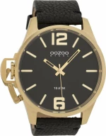 Oozoo Steel Osgr05 Black Leather Strap