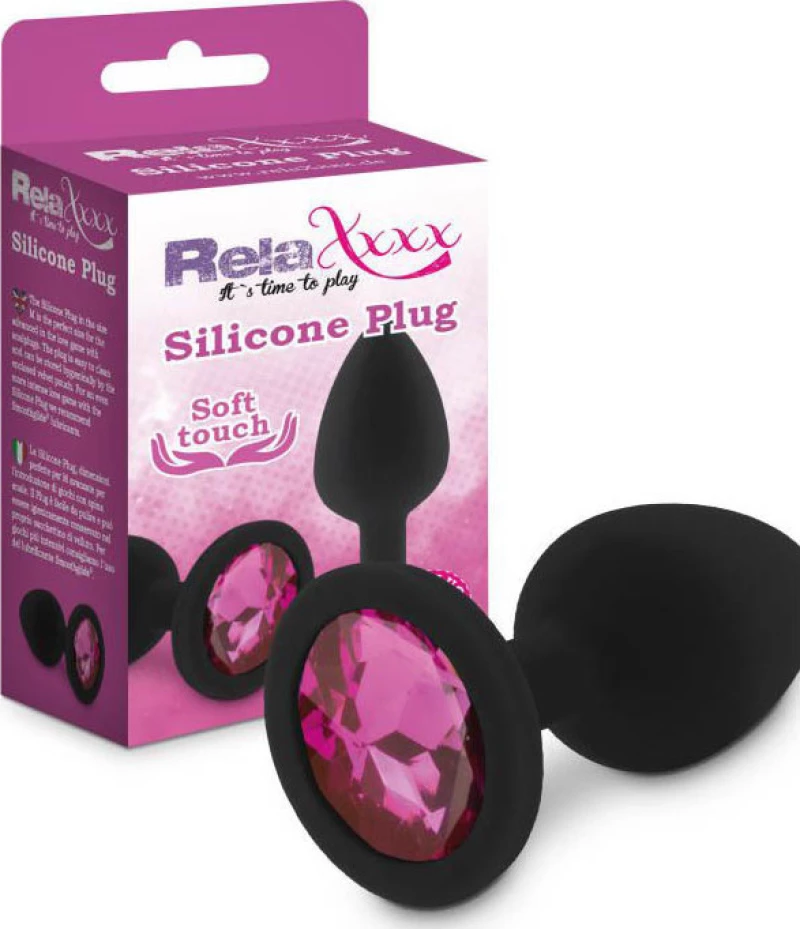Relaxxxx Sex Toys Silicon Plug Soft Touch Medium Black/Pink