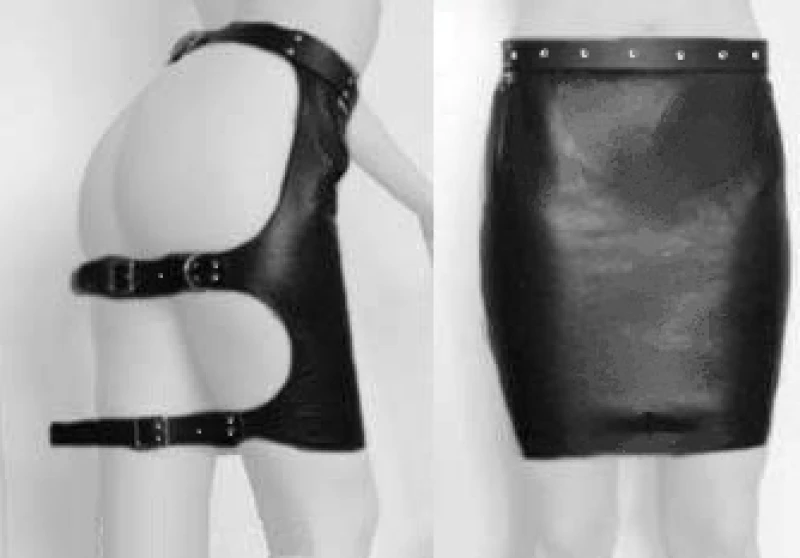 BDSM Δερμάτινη γυναικεία φούστα με άνοιγμα στο πίσω μέρος