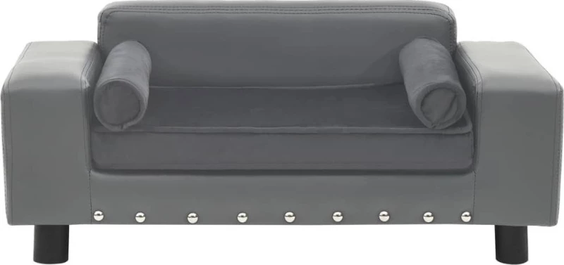 vidaXL Καναπές Βελουτέ/Συνθετικό Δέρμα Γκρι 81x43cm