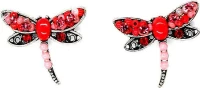 BUTTERFLY EARRINGS σκουλαρίκια από επαργυρωμένο ορείχαλκο σε σχήμα λιβελούλας Κόκκινο