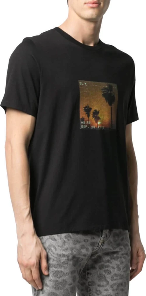 Ανδρικό Μαύρο Vhs Sunset T-Shirt Saint Laurent