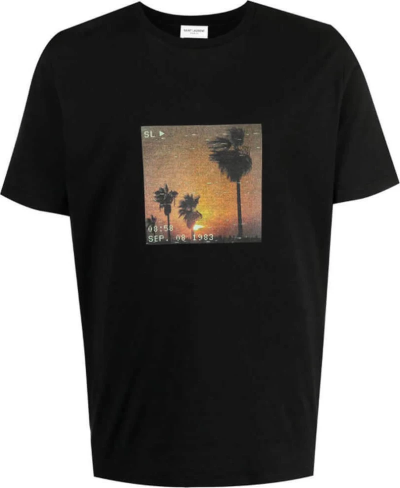 Ανδρικό Μαύρο Vhs Sunset T-Shirt Saint Laurent