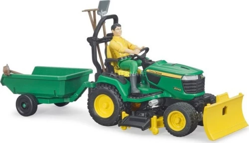 Bruder Τρακτεράκι Για Γκαζόν John Deer Με Κηπουρό Και Τρέιλερ (62104)