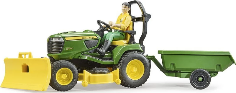 Bruder Τρακτεράκι Για Γκαζόν John Deer Με Κηπουρό Και Τρέιλερ (62104)