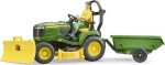 Bruder Τρακτεράκι Για Γκαζόν John Deer Με Κηπουρό Και Τρέιλερ (62104)
