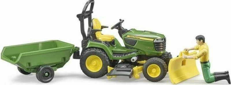 Bruder Τρακτεράκι Για Γκαζόν John Deer Με Κηπουρό Και Τρέιλερ (62104)