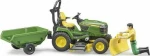 Bruder Τρακτεράκι Για Γκαζόν John Deer Με Κηπουρό Και Τρέιλερ (62104)