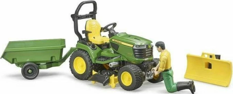 Bruder Τρακτεράκι Για Γκαζόν John Deer Με Κηπουρό Και Τρέιλερ (62104)