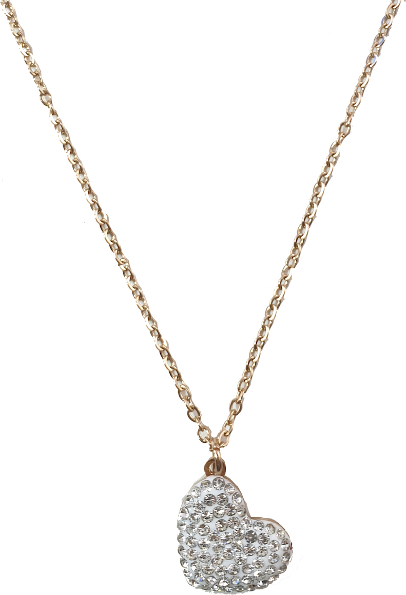 Κολιέ Απο Ανοξείδωτο Ατσάλι Καρδιά Strass V4 Gold Silver B1000-132