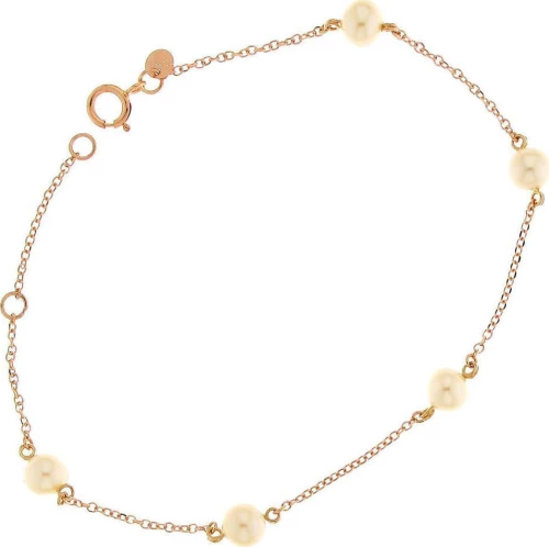 Γυναικείο διαχρονικό βραχιόλι ladyQ από χρυσό Κ14(585) σε ροζ Gold χρώμα με Μαργαριτάρι. 435887