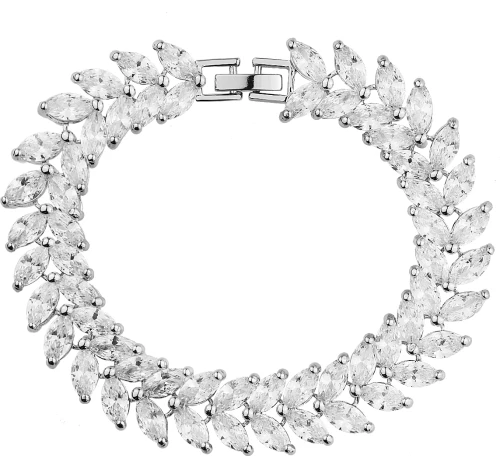 Βραχιόλι Leaves ασημί με λευκά ζιρκόνια