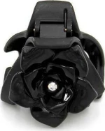 HAIR CLIP WITH ROSE κλάμερ με τριαντάφυλλο και strass Μαύρο