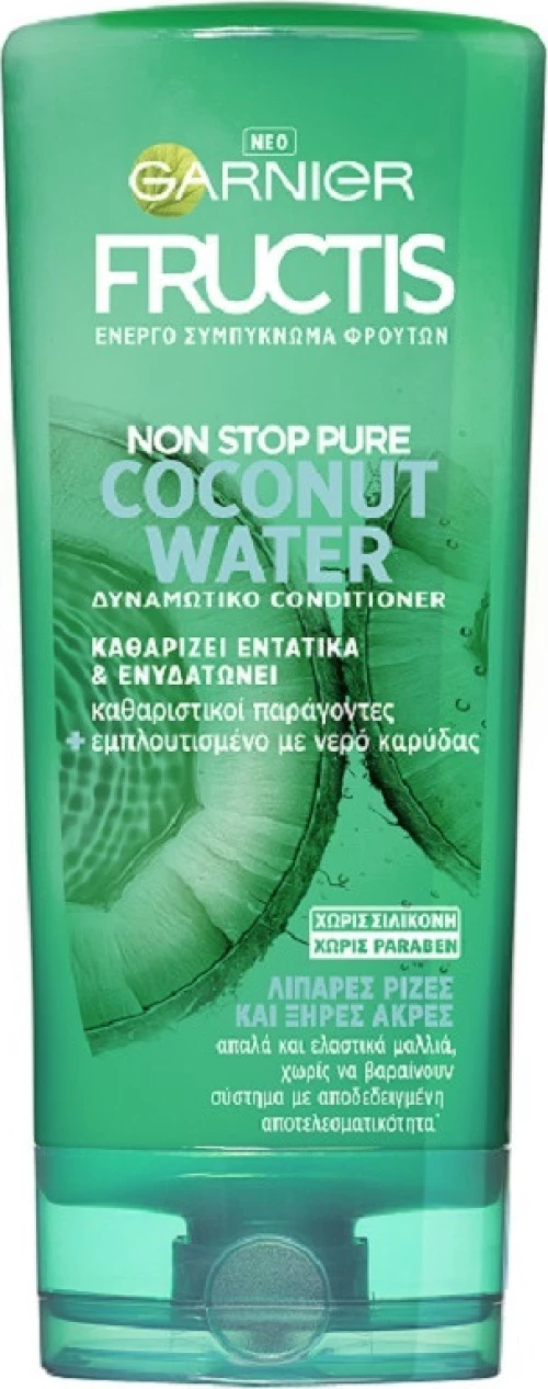 Garnier Fructis Non Stop Pure Coconut Water Δυναμωτικό Conditioner για Λιπαρές Ρίζες & Ξηρές Άκρες 250ml