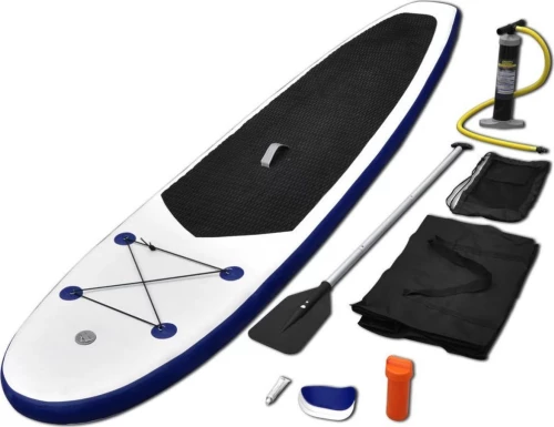 vidaXL Σετ Σανίδας Stand Up Paddle / Surf Φουσκωτό Μπλε και Λευκό