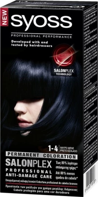 Syoss Permanent Coloration 1-4 Μαύρο Μπλε