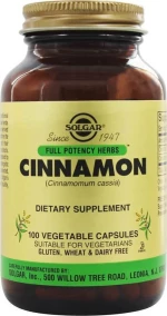 Solgar Cinnamon 500mg 100 φυτικές κάψουλες