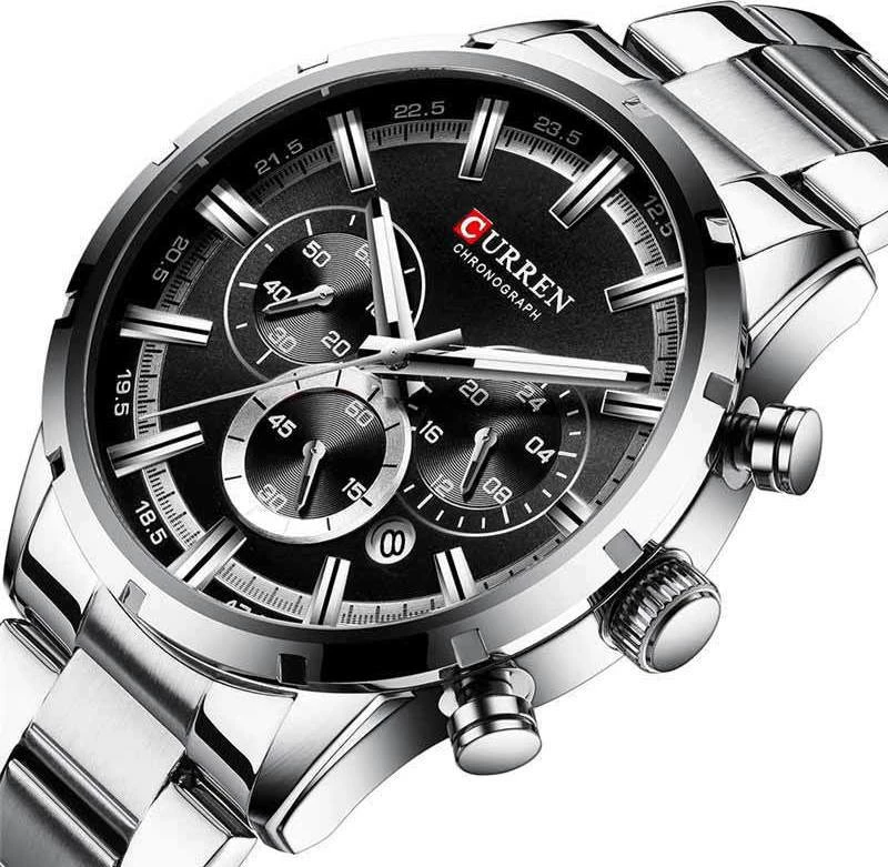 CURREN 8355 Silver/Black Chronograph