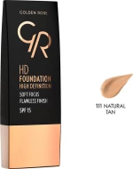 Golden Rose HD Foundation Flawless Finish Spf15 111 Natural Tan 30ml