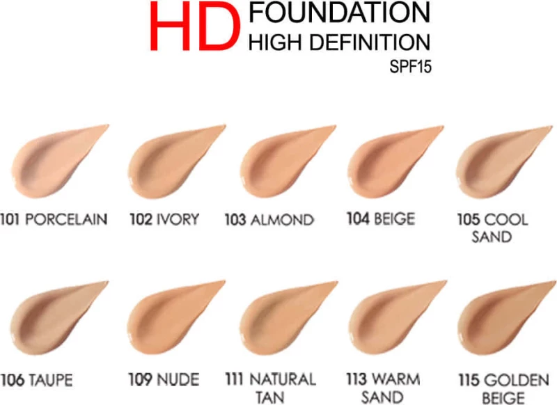 Golden Rose HD Foundation Flawless Finish Spf15 111 Natural Tan 30ml