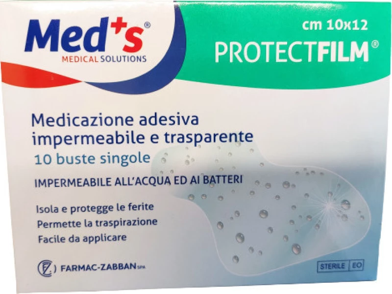 Med's Αδιάβροχο Προστατευτική Αυτοκόλλητη Μεμβράκη 10x12cm, 10 τμχ