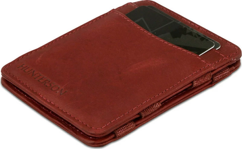 Hunterson Magic Wallet - Δερμάτινο Πορτοφόλι με RFID - Μπορντώ (Βυσσινί)