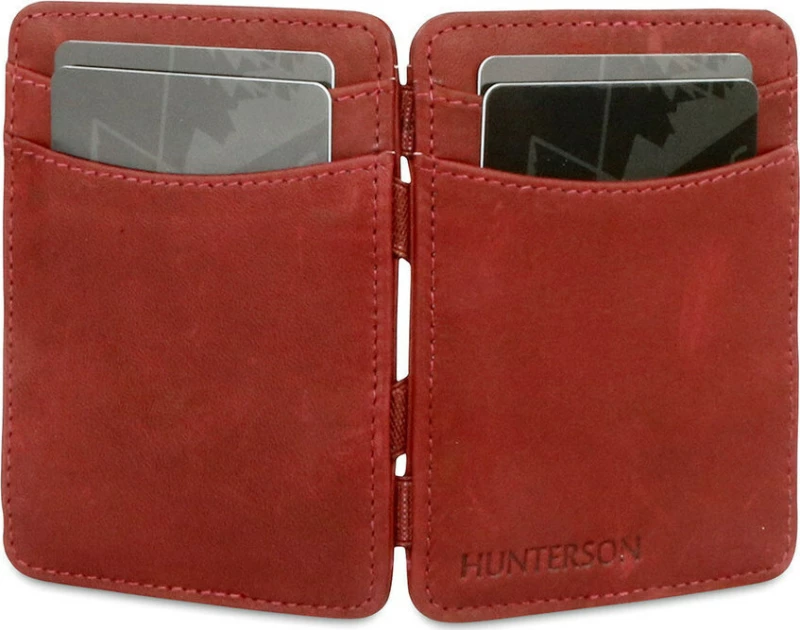 Hunterson Magic Wallet - Δερμάτινο Πορτοφόλι με RFID - Μπορντώ (Βυσσινί)