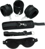 Rimba Soft Hand To Ankle Cuffs With Eye Mask Black