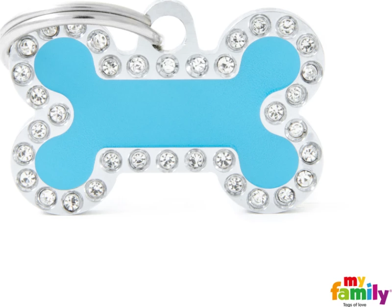 My Family Glam Small Bone Γαλάζιο Ταυτότητα 3x2cm