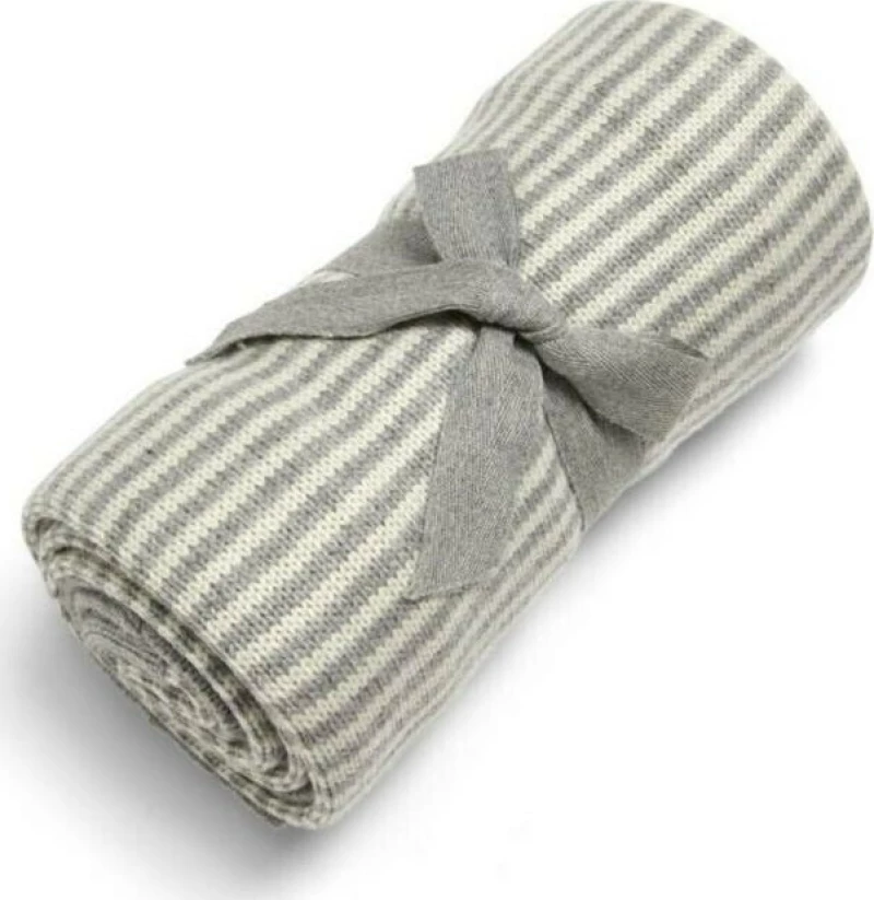 Mamas & Papas Κουβέρτα Αγκαλιάς & Λίκνου Stripe Πλεκτή 70x90cm Grey & White