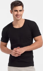 Φανέλα Aνοιχτός λαιμός, Χρώμα Μαύρο