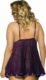 SUBBLIME QUEEN PLUS BABYDOLL WITH BOW AND SHINNY DETAILS PURPLE