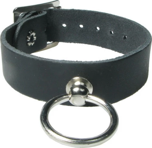 HANDMADE SMALL RING LEATHER WRISTBAND - BLACK