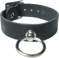 HANDMADE SMALL RING LEATHER WRISTBAND - BLACK
