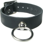 HANDMADE SMALL RING LEATHER WRISTBAND - BLACK