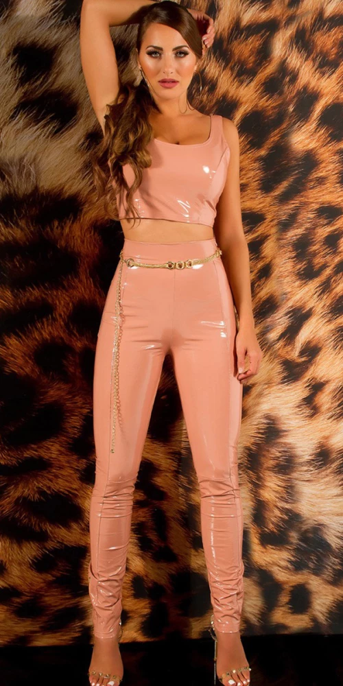 SEXY LATEX LOOK PANTS WITH ZIPS