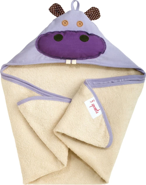 3 Sprouts - Hooded Towl - Purple Hippo
