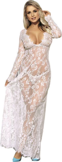 SUBBLIME LONG SLEEVE LONG DRESS WHITE